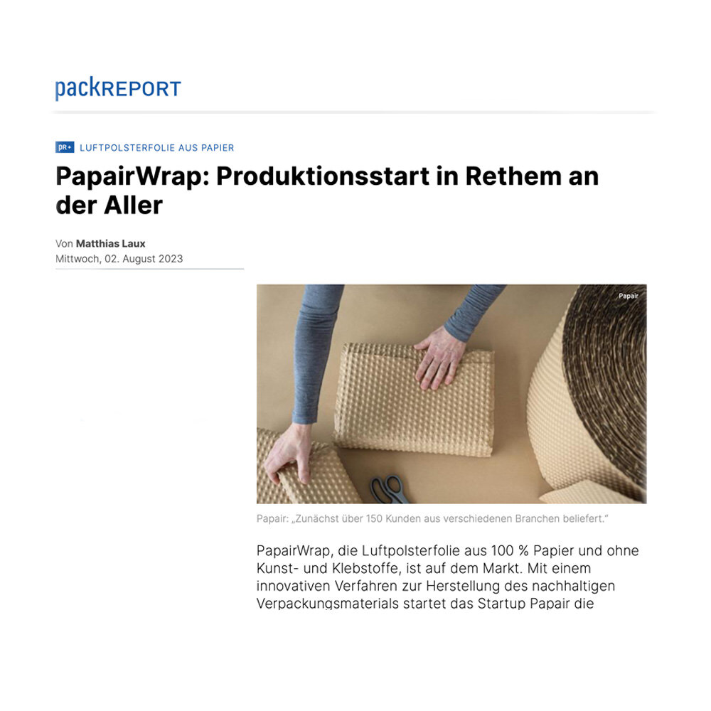 Papair Presseartikel von packREPORT jetzt mehr erfahren