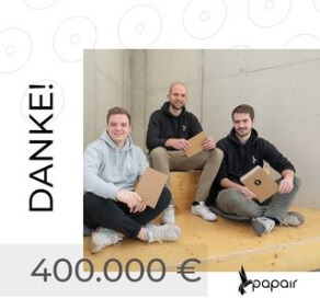 Acknowledgement as a post on social media for four hundred thousand euros raised through a crowdinvesting campaign